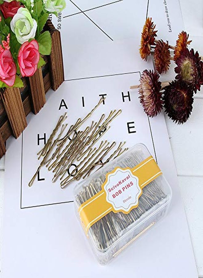 ScivoKaval Bobby Pins Bulk Champagne Gold For Blonde 100 Count Hair Bob Pins Bulk In A Case Box Tub, 2.2 Inch - Image 3