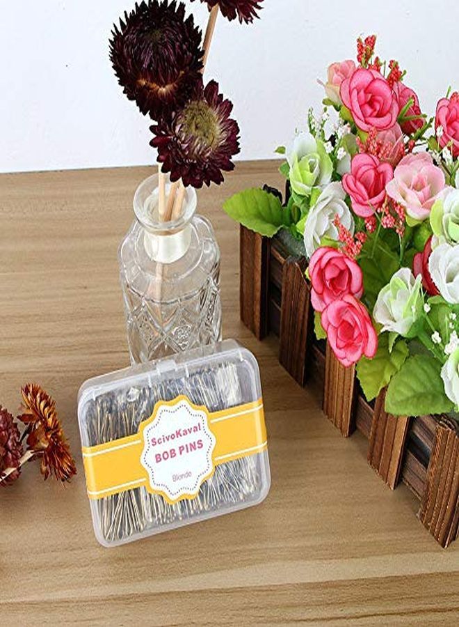 ScivoKaval Bobby Pins Bulk Champagne Gold For Blonde 100 Count Hair Bob Pins Bulk In A Case Box Tub, 2.2 Inch - Image 5