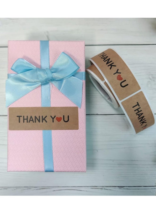 Royee - 6 Roll 1 x 3 Inch Thank You Stickers Rectangle Gift Seal Kraft Paper Labels Diary Stationery Stickers for Business Wedding Party Decor Handmade Decoration - Image 1