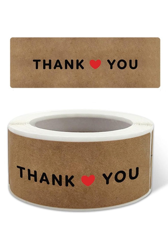 Royee - 6 Roll 1 x 3 Inch Thank You Stickers Rectangle Gift Seal Kraft Paper Labels Diary Stationery Stickers for Business Wedding Party Decor Handmade Decoration - Image 1