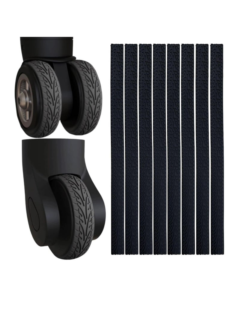 8 Pcs Luggage Wheels Covers Silicone Suitcase Wheel Covers  Cuttable Silicone Luggage Wheel Protector Silent Noise Reduction Shock for Spinner Wheel Suitcases or Office Chair Caster Black - Image 1