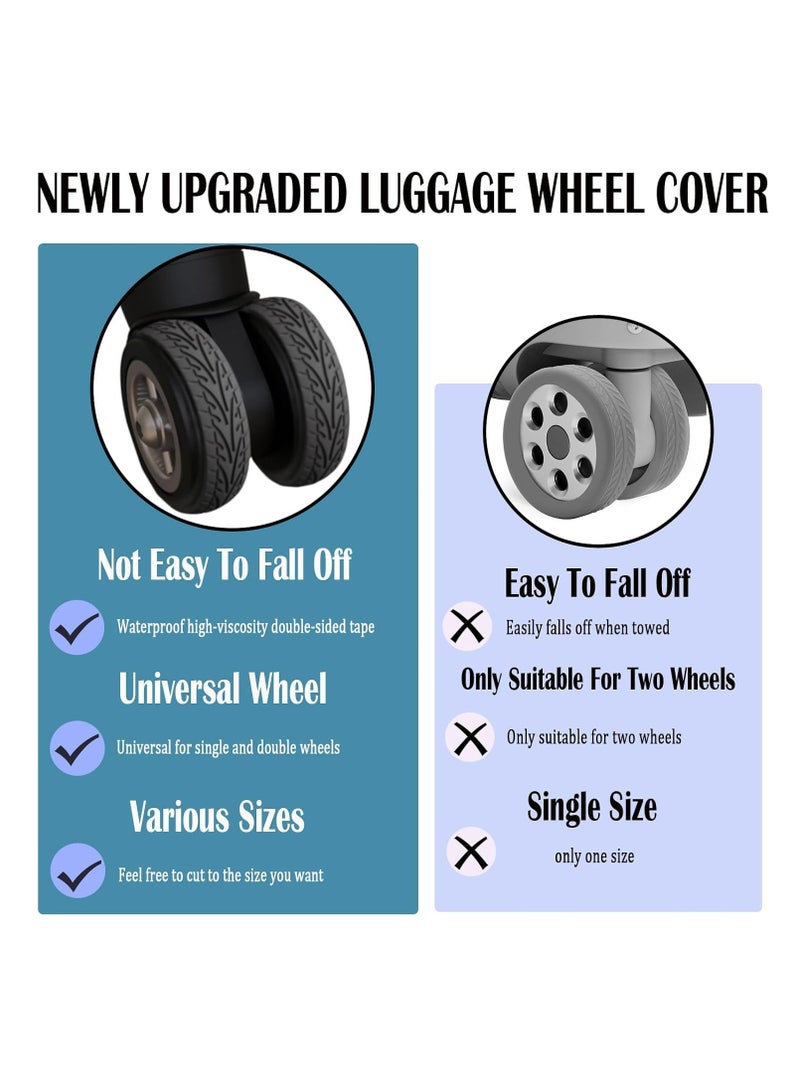 8 Pcs Luggage Wheels Covers Silicone Suitcase Wheel Covers  Cuttable Silicone Luggage Wheel Protector Silent Noise Reduction Shock for Spinner Wheel Suitcases or Office Chair Caster Black - Image 3