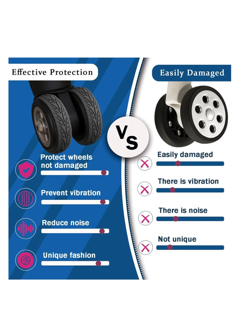 8 Pcs Luggage Wheels Covers Silicone Suitcase Wheel Covers  Cuttable Silicone Luggage Wheel Protector Silent Noise Reduction Shock for Spinner Wheel Suitcases or Office Chair Caster Black - Image 4