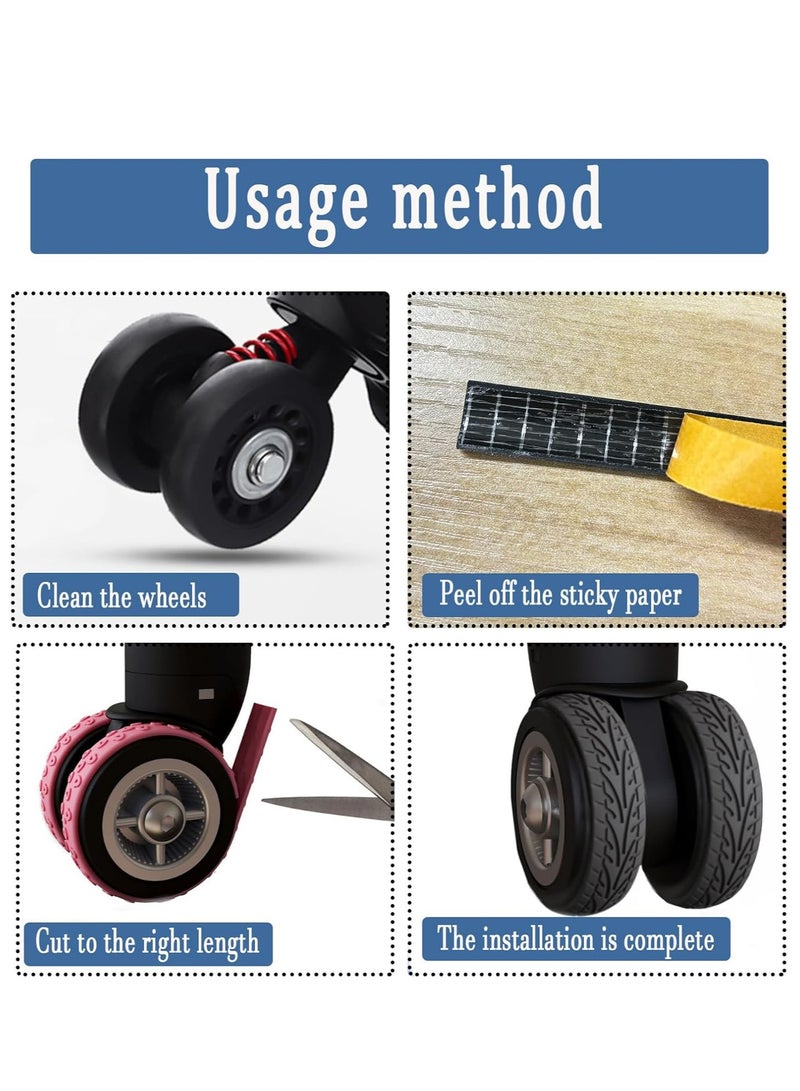 8 Pcs Luggage Wheels Covers Silicone Suitcase Wheel Covers  Cuttable Silicone Luggage Wheel Protector Silent Noise Reduction Shock for Spinner Wheel Suitcases or Office Chair Caster Black - Image 5