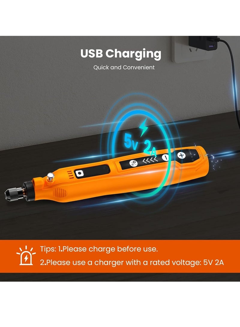 أداة دوارة صغيرة لاسلكية، بخمس سرعات وشحن USB مع علبة تخزين، أداة دوارة متعددة الاستخدامات بقوة 3.7 فولت للسنفرة، التلميع، الحفر، النقش، الحفر على الزجاج، وأعمال الحرف اليدوية.  - Image 2
