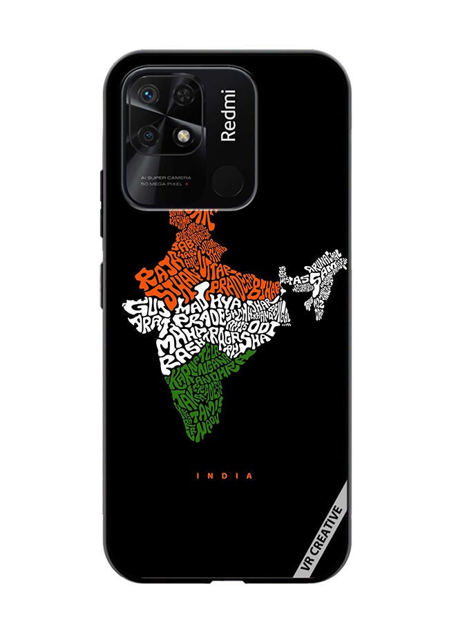Protective Case Cover For Xiaomi Redmi 10C India Map With All Indian States Name Design Multicolour