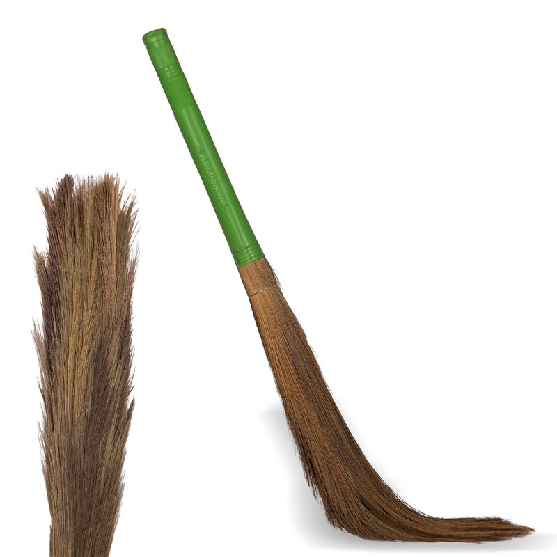 KRV Lucky Plastic Handle Broom Stick Natural Soft Mizoram Grass Broom Zero Dust Broom Stick MultiUse Pantry Office and Home Floor Cleaning Broomstick  - Image 1