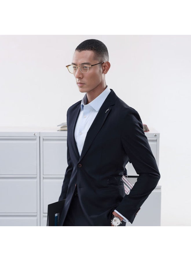Ouding [cool Fiber] First-class Business Casual Trousers For Men, Summer Lightweight Long Pants, Navy Blue, Size 31 - Image 1
