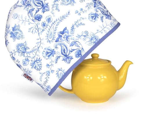 Muldale Large Tea Cozy for Teapot British - 100% Cotton Extra Thick Wadding Tea Pot Cover Designed in England - Insulated Teapot Cozy for English Tea Sets - Vintage Blue Floral - Image 5