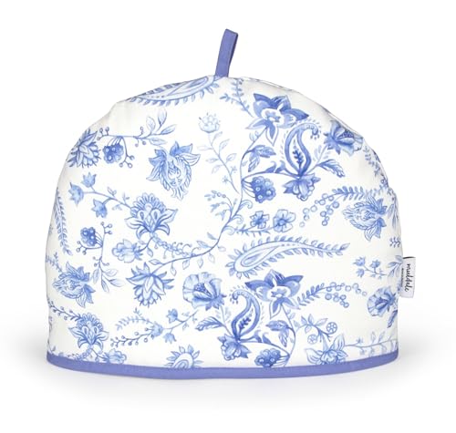 Muldale Large Tea Cozy for Teapot British - 100% Cotton Extra Thick Wadding Tea Pot Cover Designed in England - Insulated Teapot Cozy for English Tea Sets - Vintage Blue Floral - Image 1