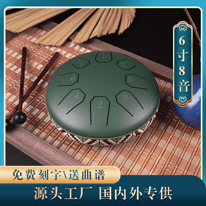 Generic Ethereal Drum 6-Inch 8-Tone Lotus Percussion Stone Green 