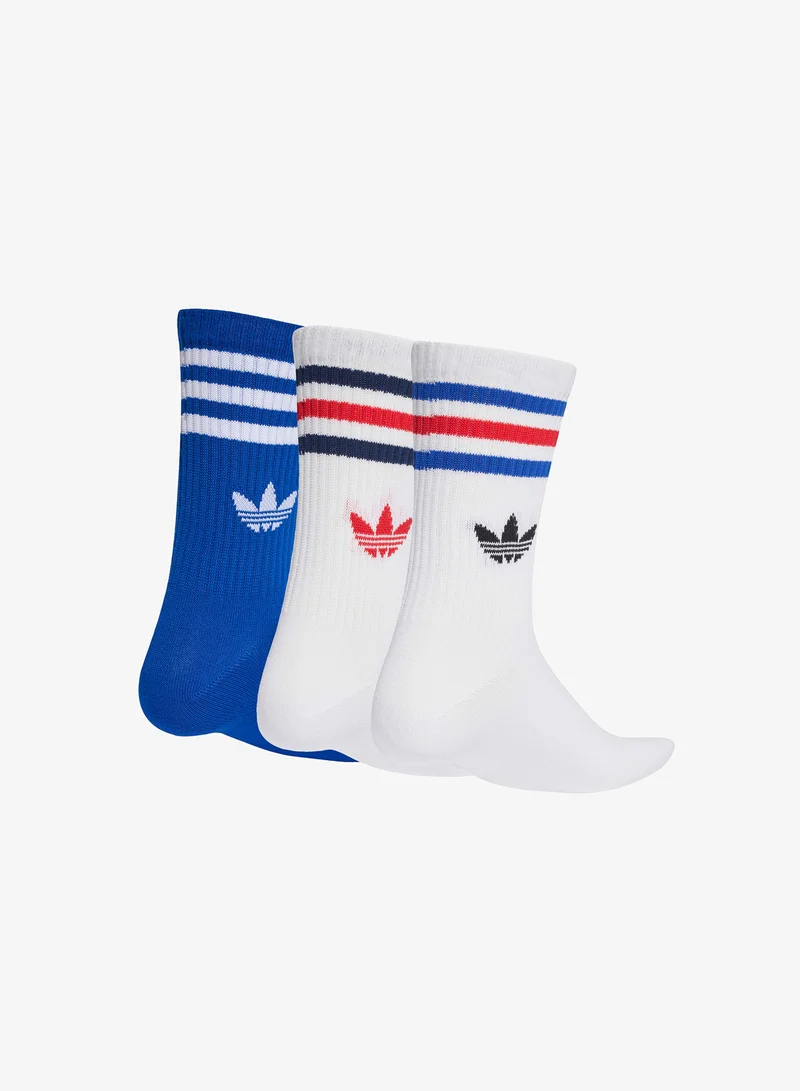 adidas Originals 3 Pack 3-Stripes Crew Socks