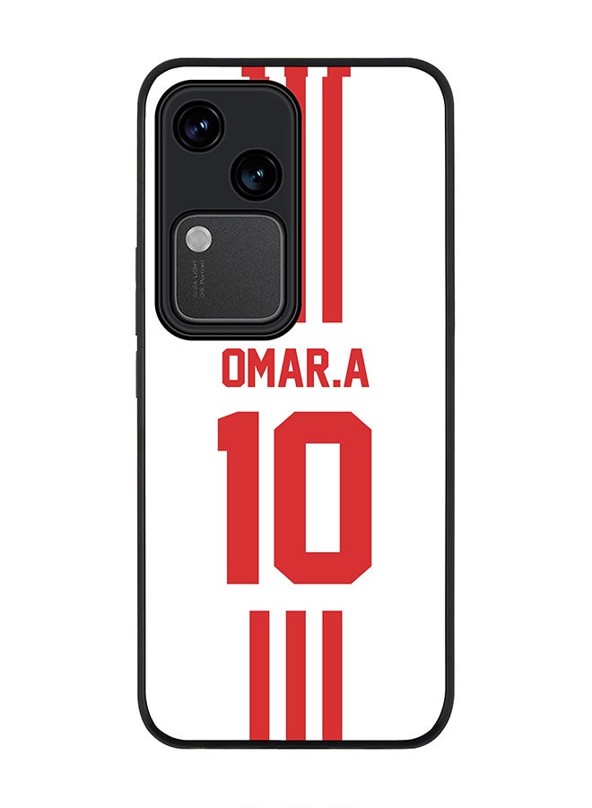 Stylizedd Rugged Black edge case for Vivo V30 5G, Slim fit Soft Case Flexible TPU Gel Thin Cover -  Football Team - UAE, Player Name - Omar.A - Image 1