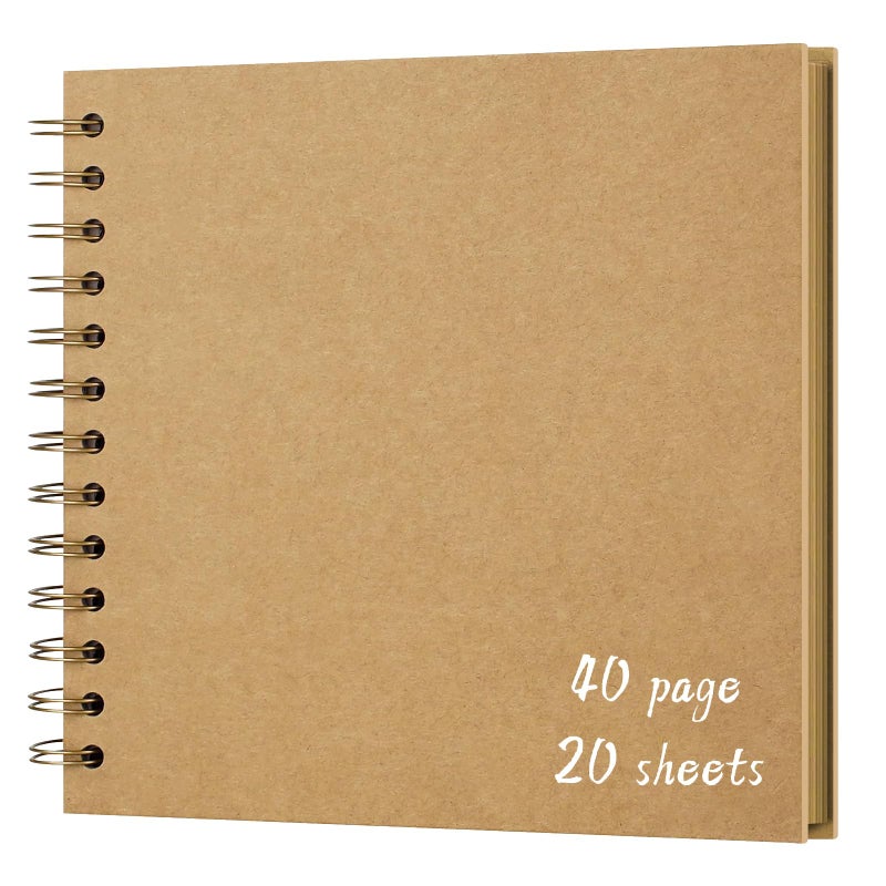 Sprsthai DIY Scrapbook Album 7x7 Inch â€“ Hardcover Kraft Paper Photo Book, Blank Memory Scrap Book for DIY Crafts, Wedding, Anniversary, 40 Pages (20 Sheets), Khaki - Image 1
