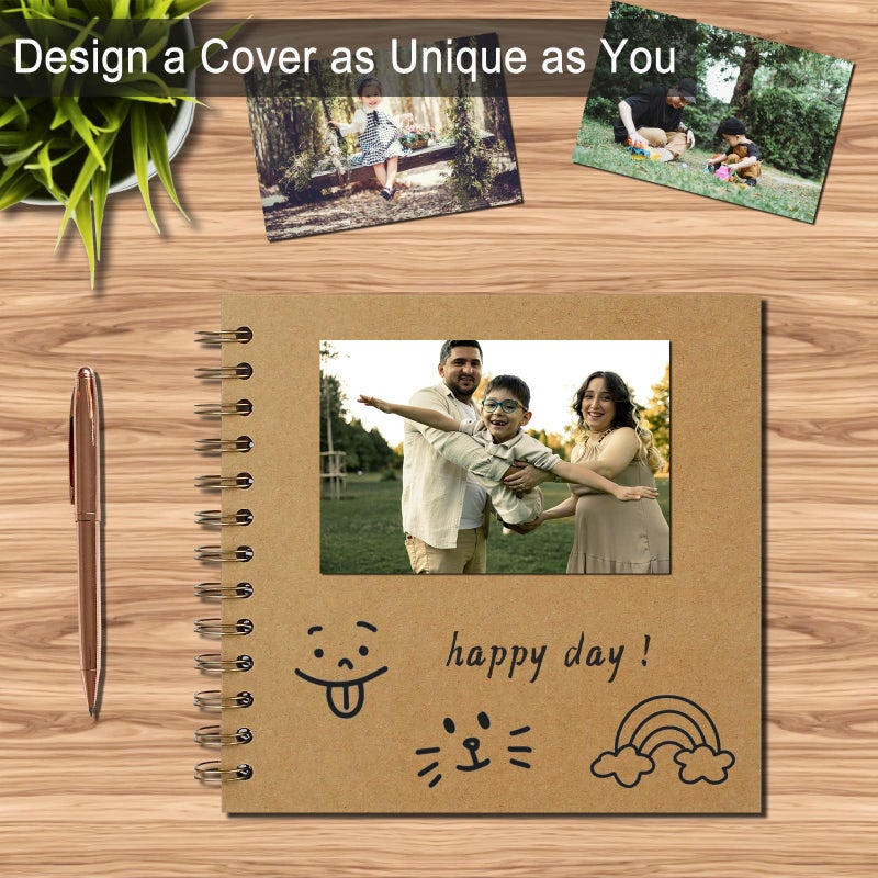 Sprsthai DIY Scrapbook Album 7x7 Inch â€“ Hardcover Kraft Paper Photo Book, Blank Memory Scrap Book for DIY Crafts, Wedding, Anniversary, 40 Pages (20 Sheets), Khaki - Image 5