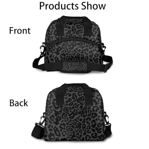 cfpolar Black Leopard Print Insulated Lunch Bag for Women, Animal Leopard Leakproof Cooler Tote Bag Thermal Lunch Box Meal Prep Bags with Adjustable Shoulder Strap for Work, Beach, Picnic Outdoor - Image 3