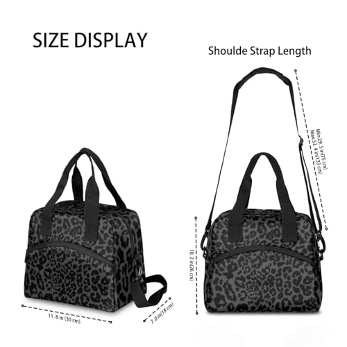 cfpolar Black Leopard Print Insulated Lunch Bag for Women, Animal Leopard Leakproof Cooler Tote Bag Thermal Lunch Box Meal Prep Bags with Adjustable Shoulder Strap for Work, Beach, Picnic Outdoor - Image 4