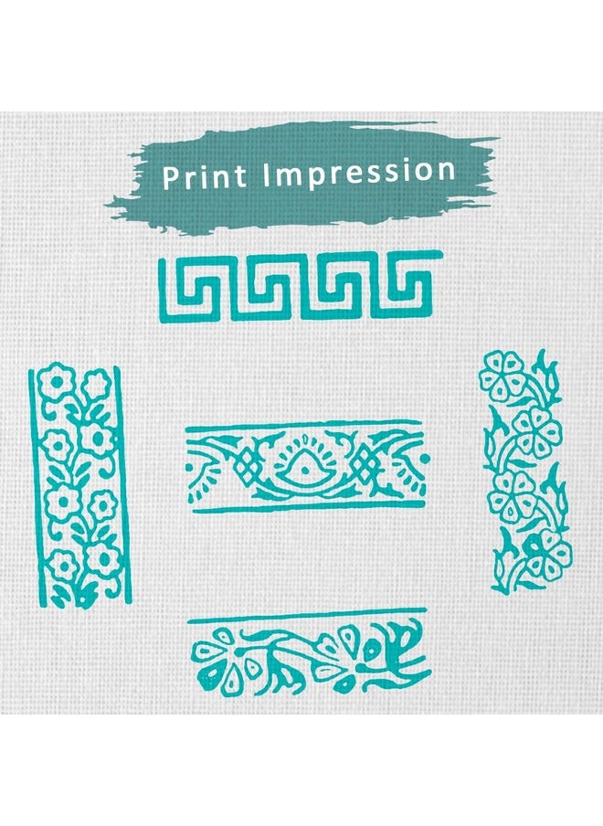 Hashcart Hashcart | Set of 5 | Wooden Border Shape Wooden Blocks for Block Printing Stamp Set for Henna Mehndi Finger Printing Blocks for Saree Border | Scrapbooking | Fabric | Textile | Paper | Kids  - Image 3