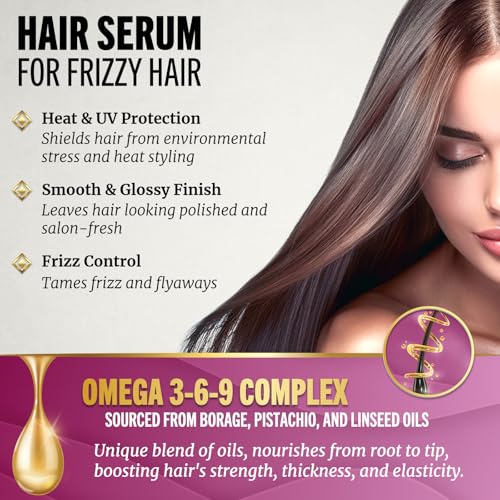 Jenoris Pistachio Oil Hair Serum for Frizzy and Damaged Hair, Lightweight Hair Oil for Dry Hair with Omega 3-6-9 Complex, Anti-Frizz Hair Serum for Shine, Hydration & Split-End Treatment, 1.69 fl.oz - Image 5
