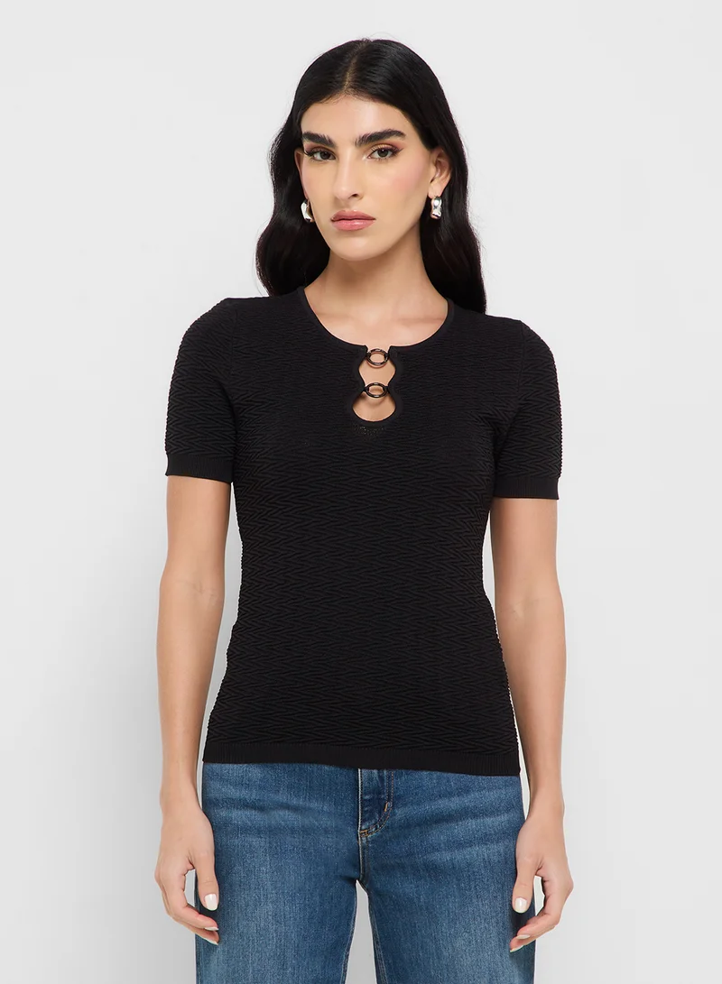 GUESS Short Sleeve Cut-Out Helena Sweater