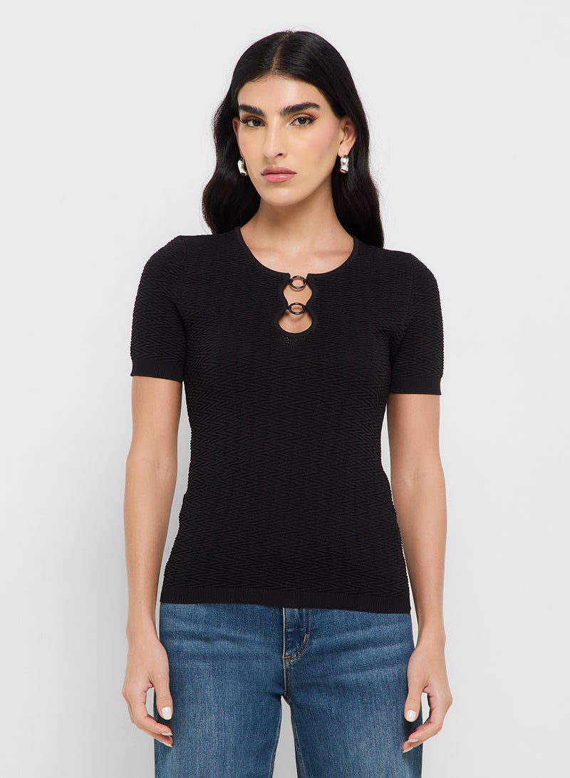 GUESS Short Sleeve Cut-Out Helena Sweater - Image 1