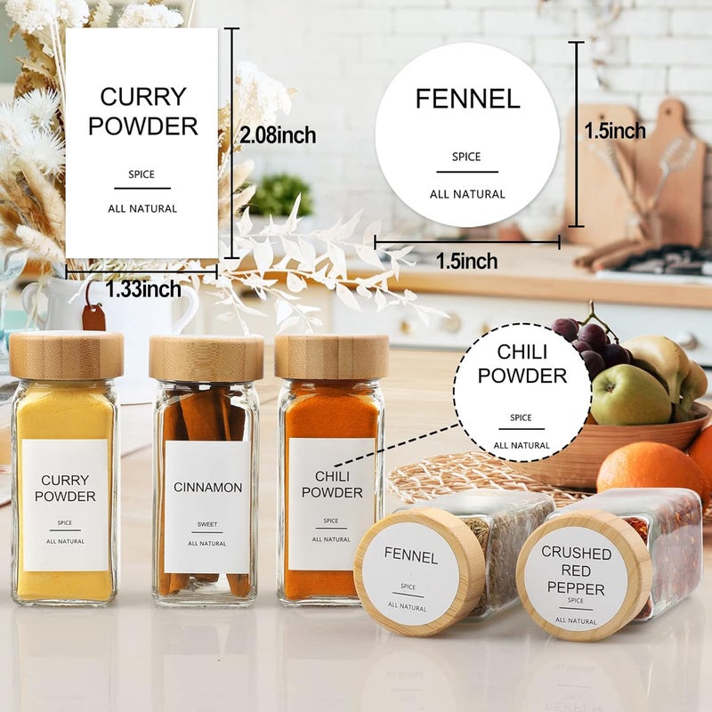 AISIPRIN Glass Spice Jars with 398 Labels, 24 pcs 4oz Spice Containers with Bamboo Lids, Square Spice Bottles With Shaker Lids,Spice Organization for Cabinet,Drawer,Rack,Seasoning Organizer - Image 4