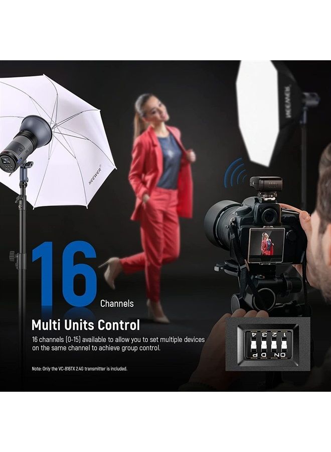 NEEWER 2.4G Remote Trigger, Wireless Transmitter with 16 Channels 49.2 ft/15m Transmission Distance Only for NEEWER Vision4, ML300 Studio Strobe (VC-816TX) - Image 3