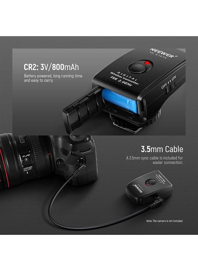 NEEWER 2.4G Remote Trigger, Wireless Transmitter with 16 Channels 49.2 ft/15m Transmission Distance Only for NEEWER Vision4, ML300 Studio Strobe (VC-816TX) - Image 2