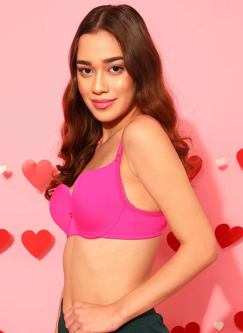 Clovia Clovia Padded Underwired Full Cup Multiway T-shirt Bra in Hot Pink