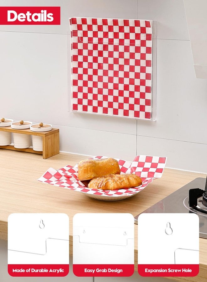 Beveetio Wall-Mounted Parchment Paper Sheets Holder, Wax Paper & Deli Wraps Organizer for 10×10in/12×12in, Clear Acrylic Dispenser with Screws & Tapes for Kitchen & Bakery, Holds 100-200 Sheets - Image 5