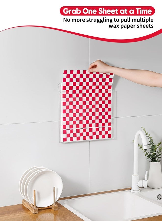 Beveetio Wall-Mounted Parchment Paper Sheets Holder, Wax Paper & Deli Wraps Organizer for 10×10in/12×12in, Clear Acrylic Dispenser with Screws & Tapes for Kitchen & Bakery, Holds 100-200 Sheets - Image 2