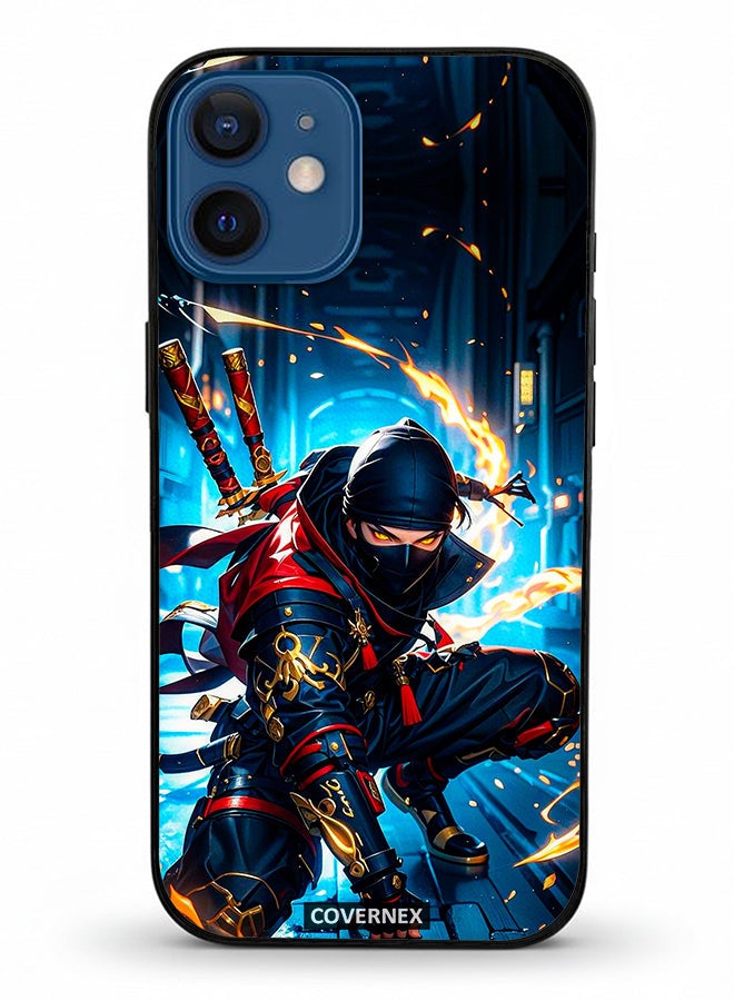 Covernex Apple iPhone 12 Mini Protective Case Cover Printed Featuring Katana Warrior Cyber Ninja Action Illustration - Image 2