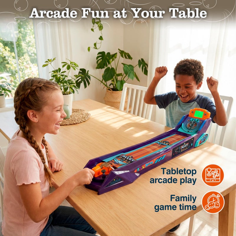 OLEOCA Alley Ball Game â€” Electronic Roll & Score Tabletop Arcade, Auto Scoring with Lights & Sound, Pull-Handle Launcher â€” 1-2 Players, Mini Arcade Game for Kids - Image 2