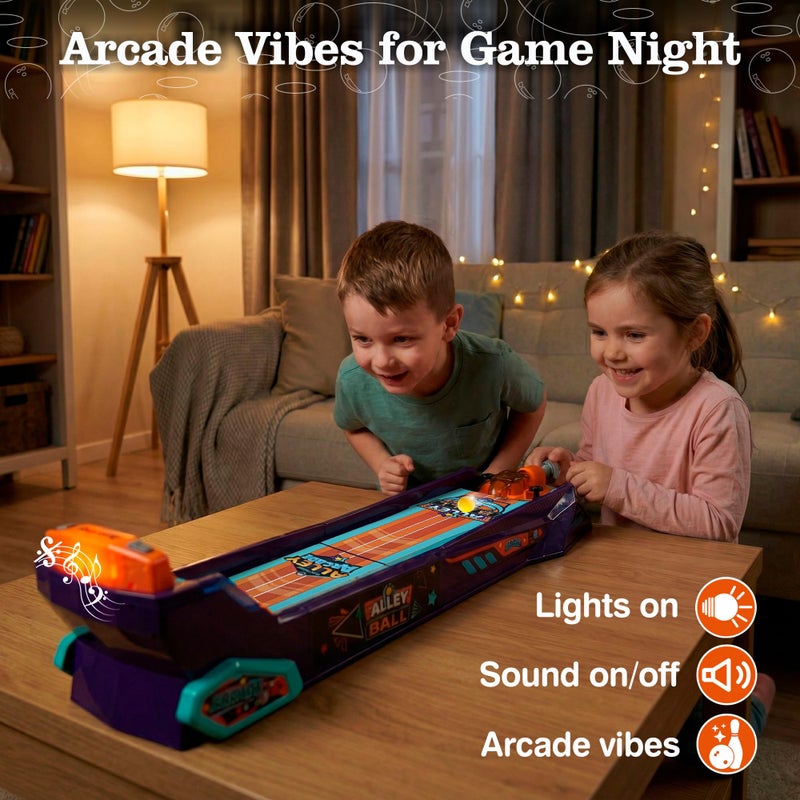 OLEOCA Alley Ball Game â€” Electronic Roll & Score Tabletop Arcade, Auto Scoring with Lights & Sound, Pull-Handle Launcher â€” 1-2 Players, Mini Arcade Game for Kids - Image 5