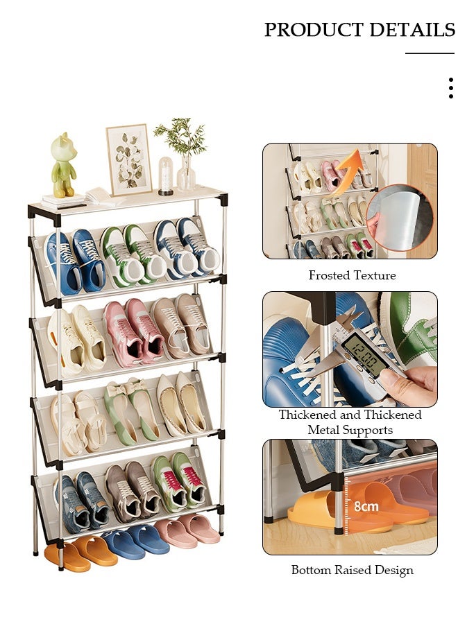 DUNISO 5 Tier Tilted Shoe Rack, Free Standing Vertical Shoe Organizer for Small Spaces and Corner, Space-Saving Shoe Shelf for 12-15 Pairs, Shoes Cabinet for Living Room Bedroom, Closet, Hallway and Entryway  - Image 5