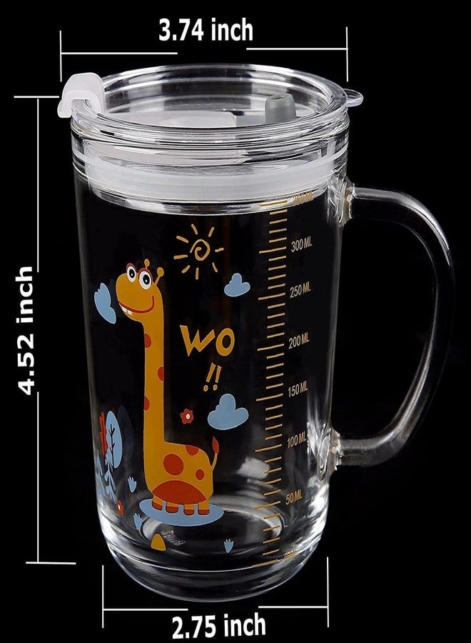 BEDSTEFAR 400ml Cartoon Fruit Juice and Milk Mug - Creative Glass Tumbler with Lid and Solid Handle | Spill-Proof Sipper Cup for Milk, Tea and Coffee | Random Design (Pack of 1) - Image 5