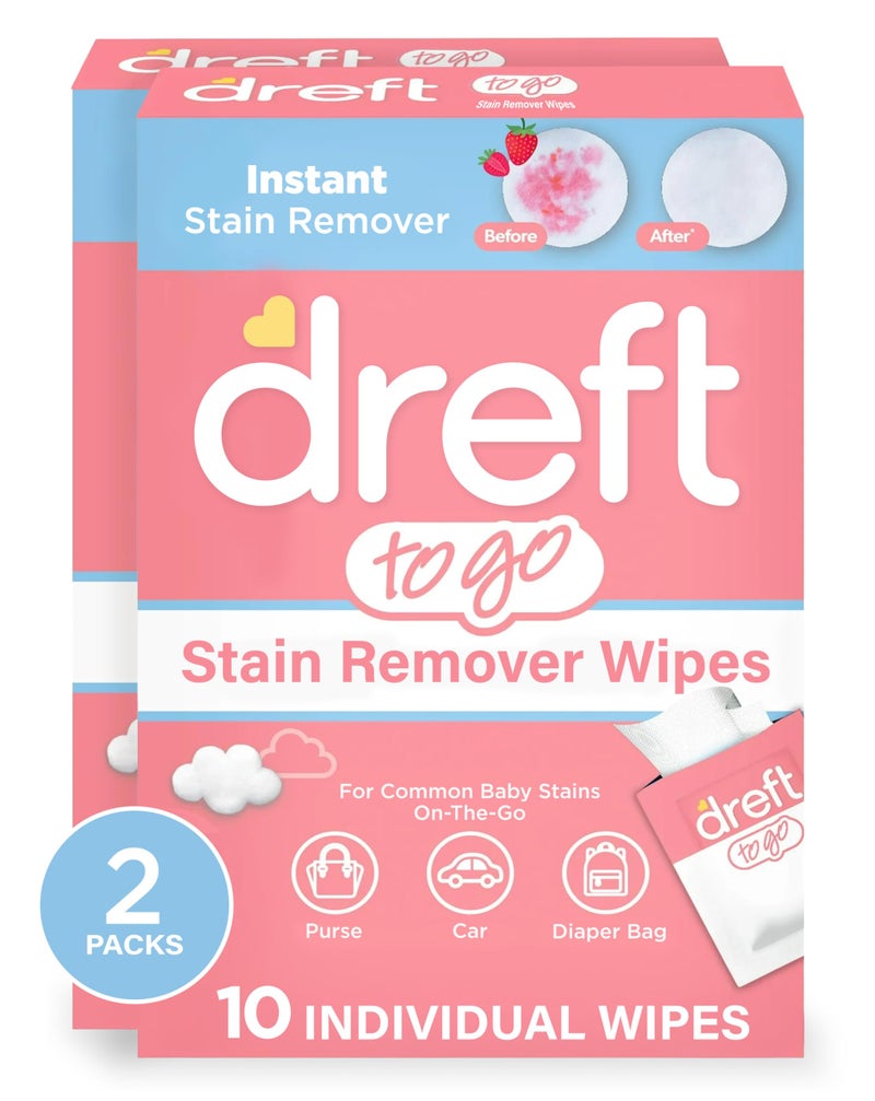 Dreft Stain Remover Wipes for Baby Clothes – Travel Size Stain Remover, Individually Wrapped for On-the-Go Use – Mild on Skin & Safe for Baby Clothes – 20 Count - Image 1