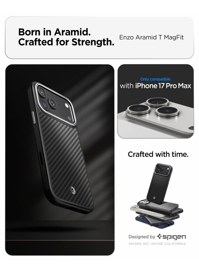 Spigen Enzo Aramid T MagFit iPhone 17 Pro MAX Case with [Camera Control Button Cover] Aramid Fiber [MagSafe] - Black | Silver - Image 2