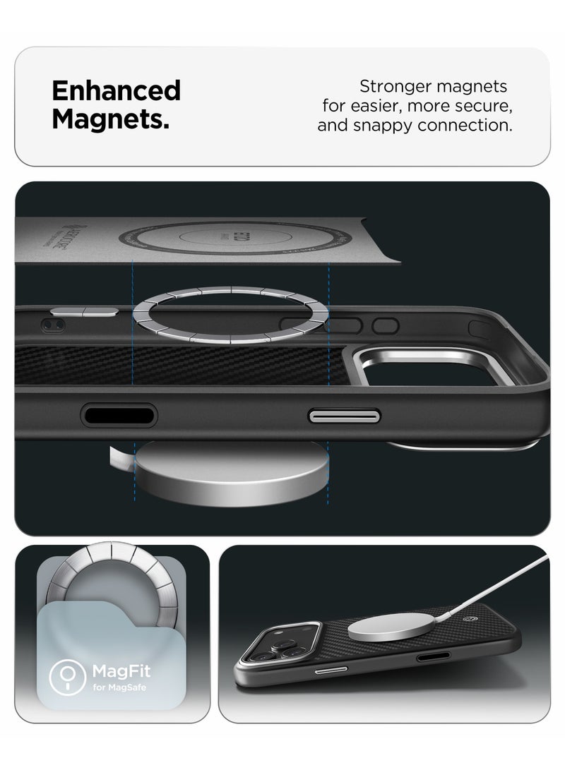 Spigen Enzo Aramid T MagFit iPhone 17 Pro MAX Case with [Camera Control Button Cover] Aramid Fiber [MagSafe] - Black | Silver - Image 4