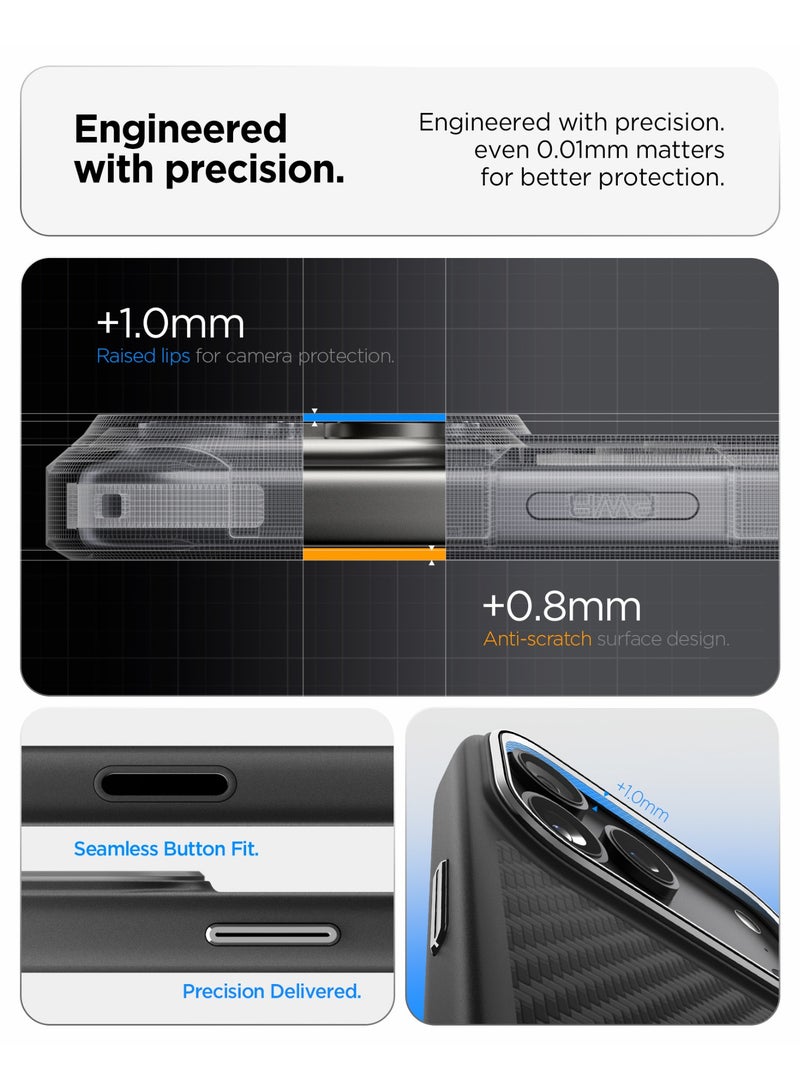 Spigen Enzo Aramid T MagFit iPhone 17 Pro MAX Case with [Camera Control Button Cover] Aramid Fiber [MagSafe] - Black | Silver - Image 5