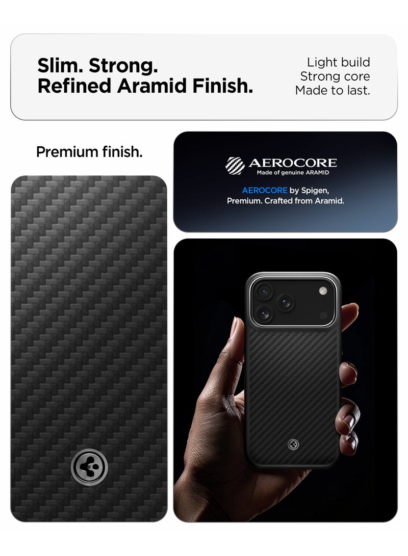 Spigen Enzo Aramid T MagFit iPhone 17 Pro MAX Case with [Camera Control Button Cover] Aramid Fiber [MagSafe] - Black | Silver - Image 3