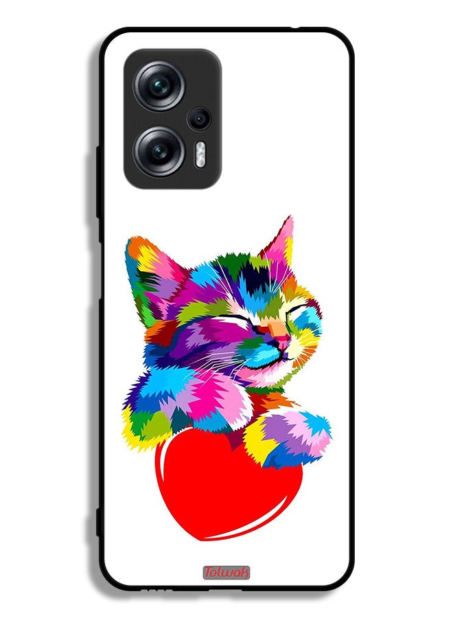 Tolwak Xiaomi Redmi Note 11T Pro 5G Protective Case Cover Colourful Kitten - Image 2