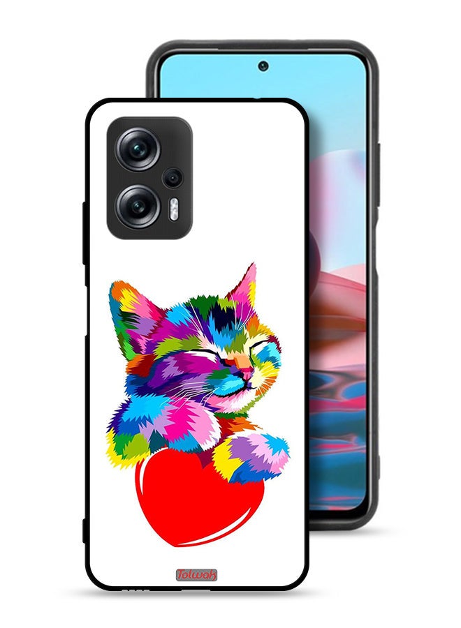 Tolwak Xiaomi Redmi Note 11T Pro 5G Protective Case Cover Colourful Kitten - Image 1