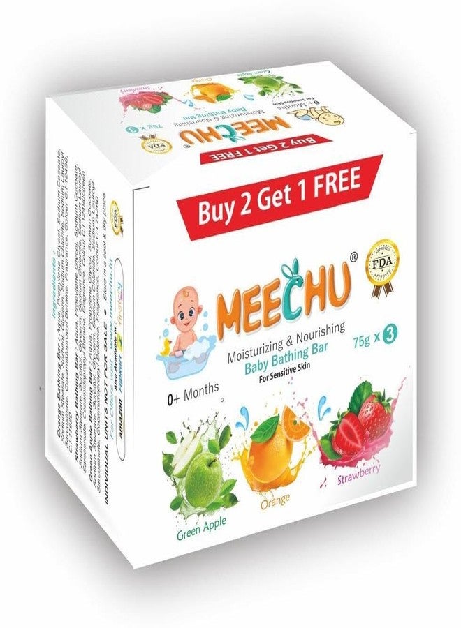 Meechu Baby Bathing Gel Bar Pack Of 3 * 75G,With Three natural Fragrances - Image 1