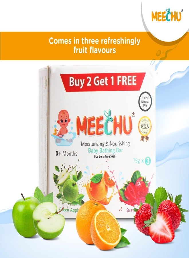 Meechu Baby Bathing Gel Bar Pack Of 3 * 75G,With Three natural Fragrances - Image 2