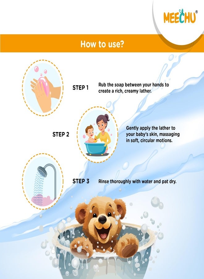Meechu Baby Bathing Gel Bar Pack Of 3 * 75G,With Three natural Fragrances - Image 4