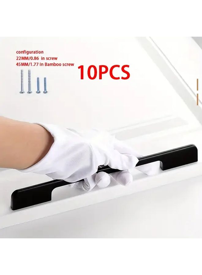 Black Aluminum Alloy Cabinet Handles 10Pcs Set Drawer Handles Kitchen Door Hardware - Image 1