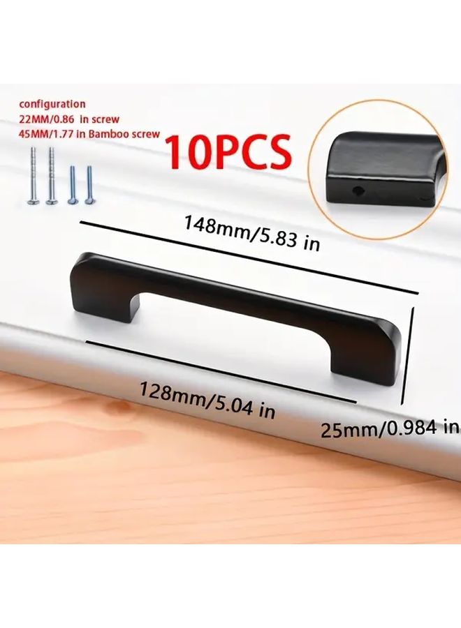 Black Aluminum Alloy Cabinet Handles 10Pcs Set Drawer Handles Kitchen Door Hardware - Image 4