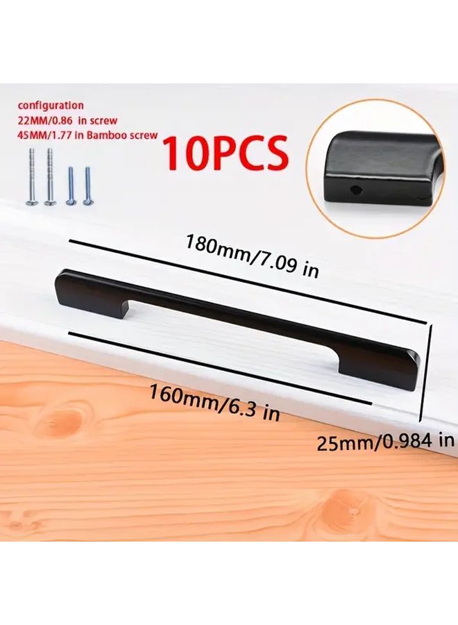 Black Aluminum Alloy Cabinet Handles 10Pcs Set Drawer Handles Kitchen Door Hardware - Image 5