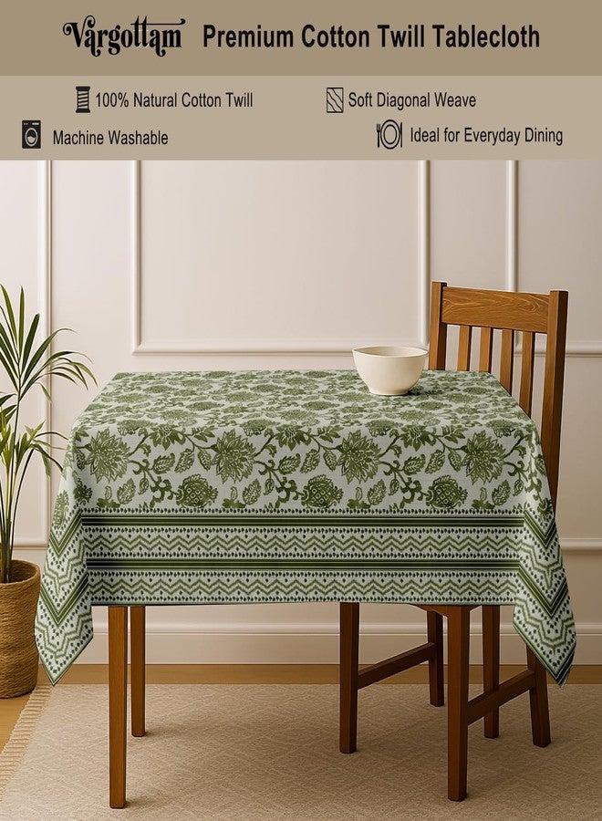 Vargottam Floral Print Cotton Twill Tablecloth - Green Extra Large 180x70 Inch Dining Table Cover, Fits 8 to 10 Seater Tables, Stylish & Ideal for Large Family Meals, Weddings & Celebrations - Image 4